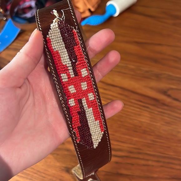 Vintage leather beaded belt - Picture 4 of 4